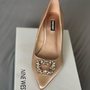 Brand new! Nine West Avolon 2 satin pumps in color light natural. In box.